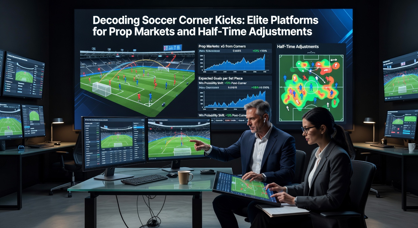 Live betting interface displaying corner kick props and half-time odds adjustments during a soccer match