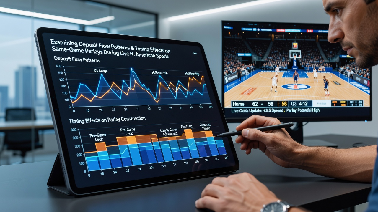 Live NHL betting interface displaying same-game parlay builder with timing indicators