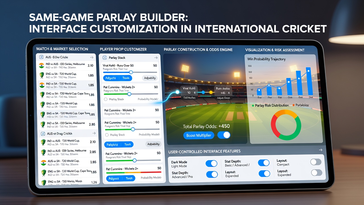 Bettors using customized dashboards to adjust same-game parlays mid-test match