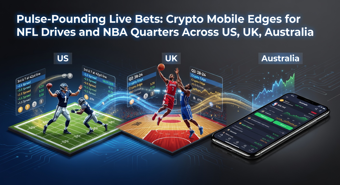Smartphone displaying live NFL drive odds with cryptocurrency wallet interface active during a high-stakes game
