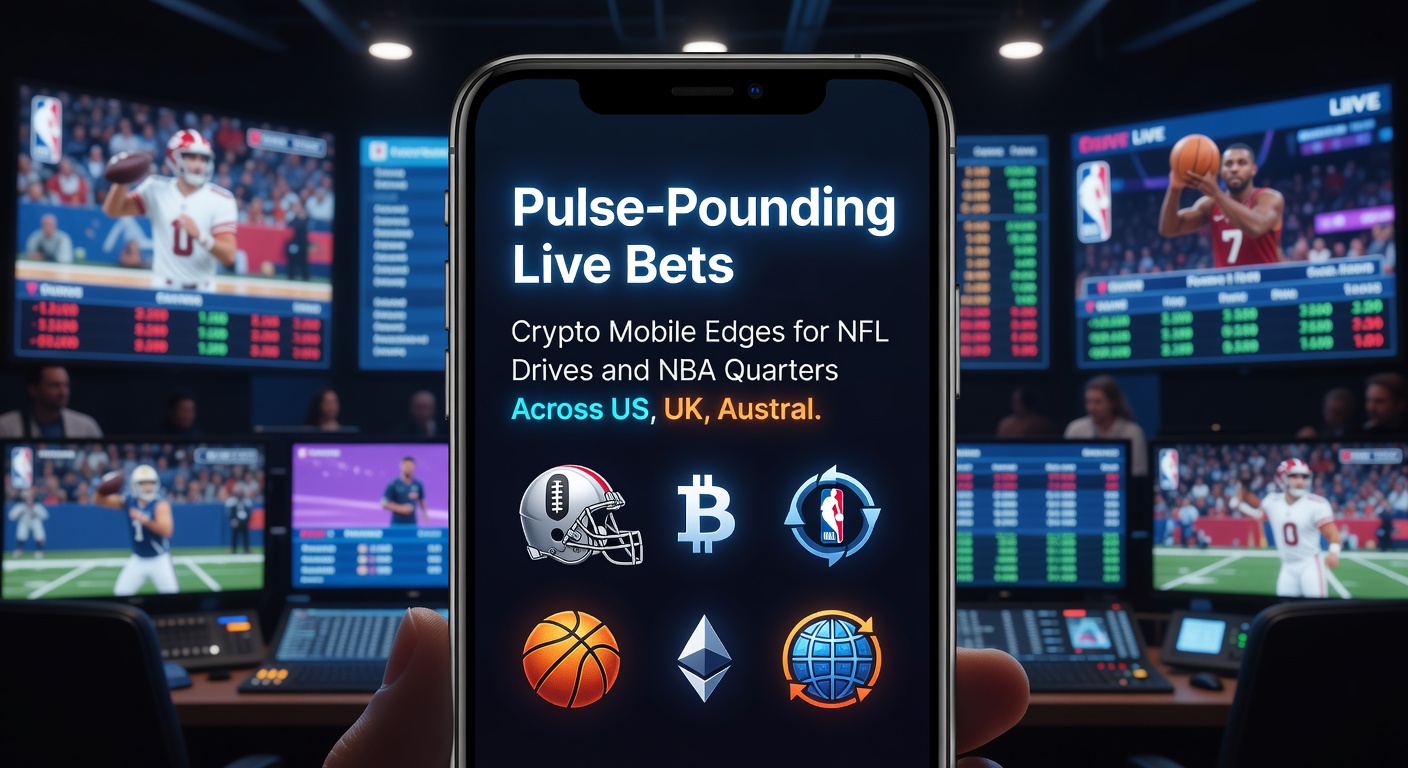 Live NBA quarter betting screen on mobile device showing crypto payout options amid fast-paced gameplay
