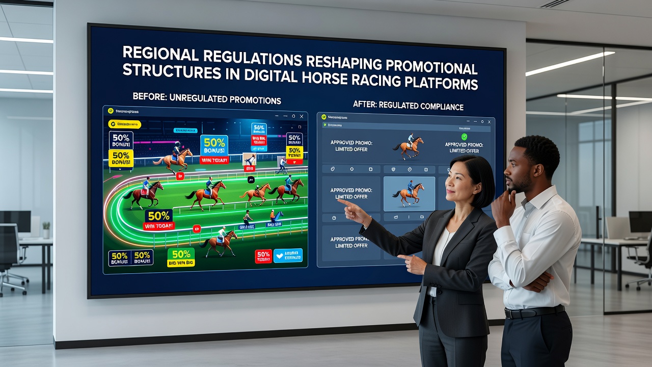 Regulatory documents and compliance dashboards used by digital horse racing operators
