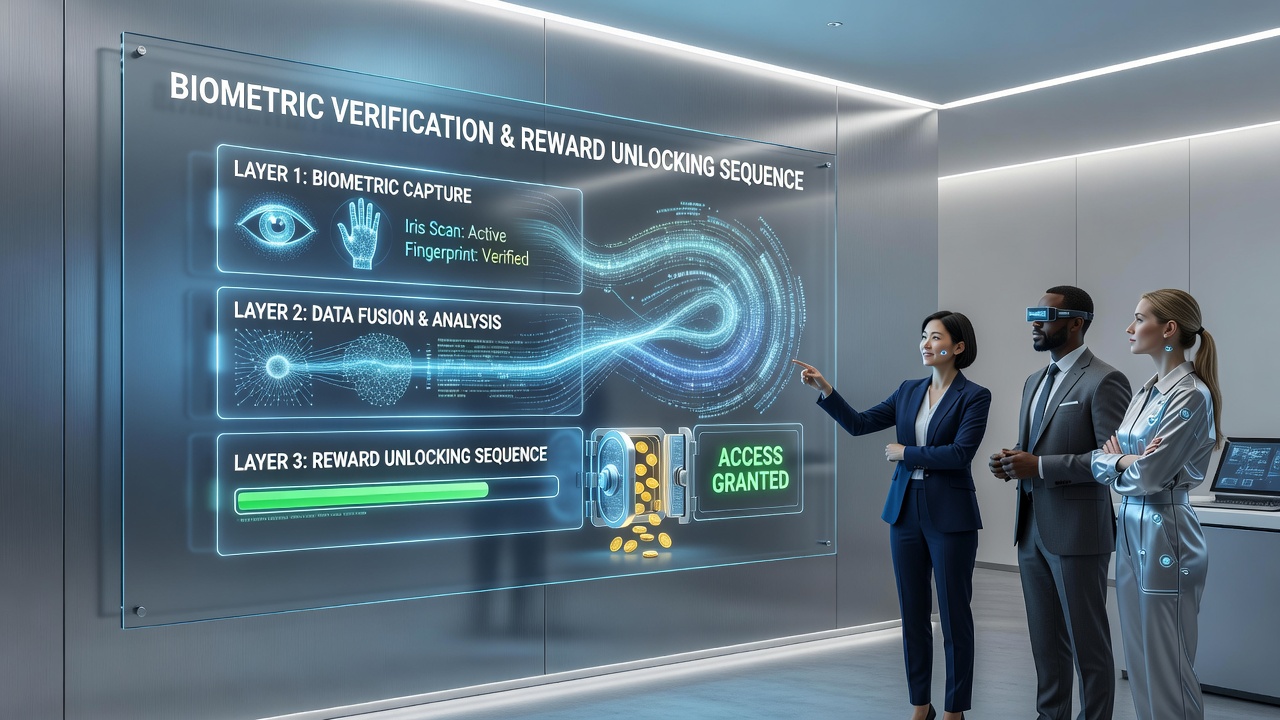 Live soccer wager dashboard displaying reward unlock confirmation after biometric authentication on blockchain network